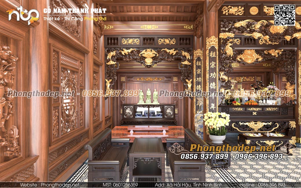 Bố trí nội thất nhà thờ họ sang trọng